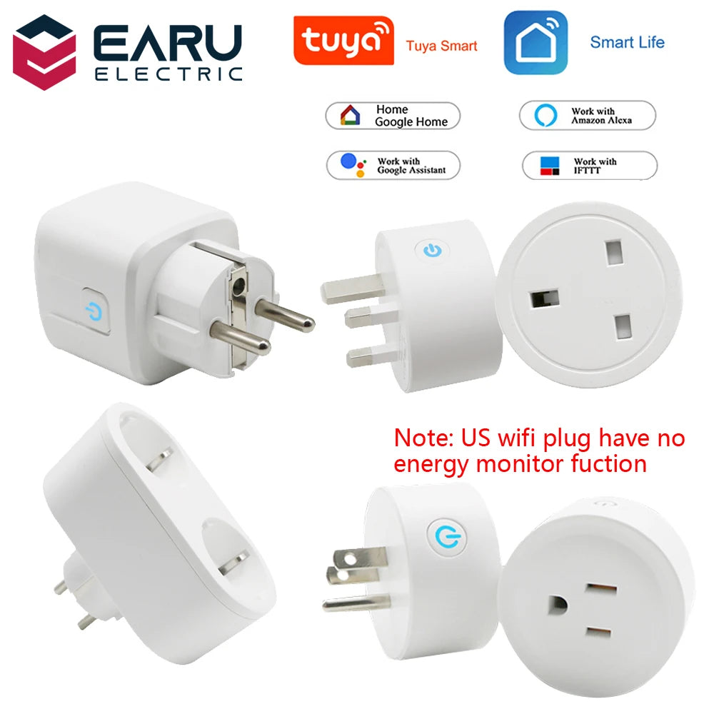 EU/US/UK 10A/16A   Smart Wifi Power Plug Energy Monitor Timer Smart Home Wifi Wireless Socket for Alexa Google Home by Tuya App