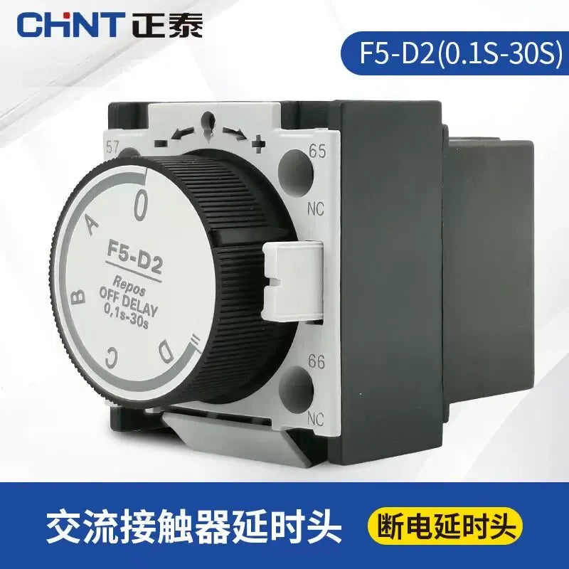 CHNT F5-d2  Auxiliary Contact ,F5 Air Delay Head Fit CJX2 AC Contactor, Power-off Delay,Delay Range:0.1s~30s