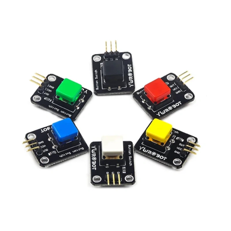 Single Push Button Arduino Module, Round / Square Cap, Anti-reverse Connector / Pin Header, 5V Input Button Sensor