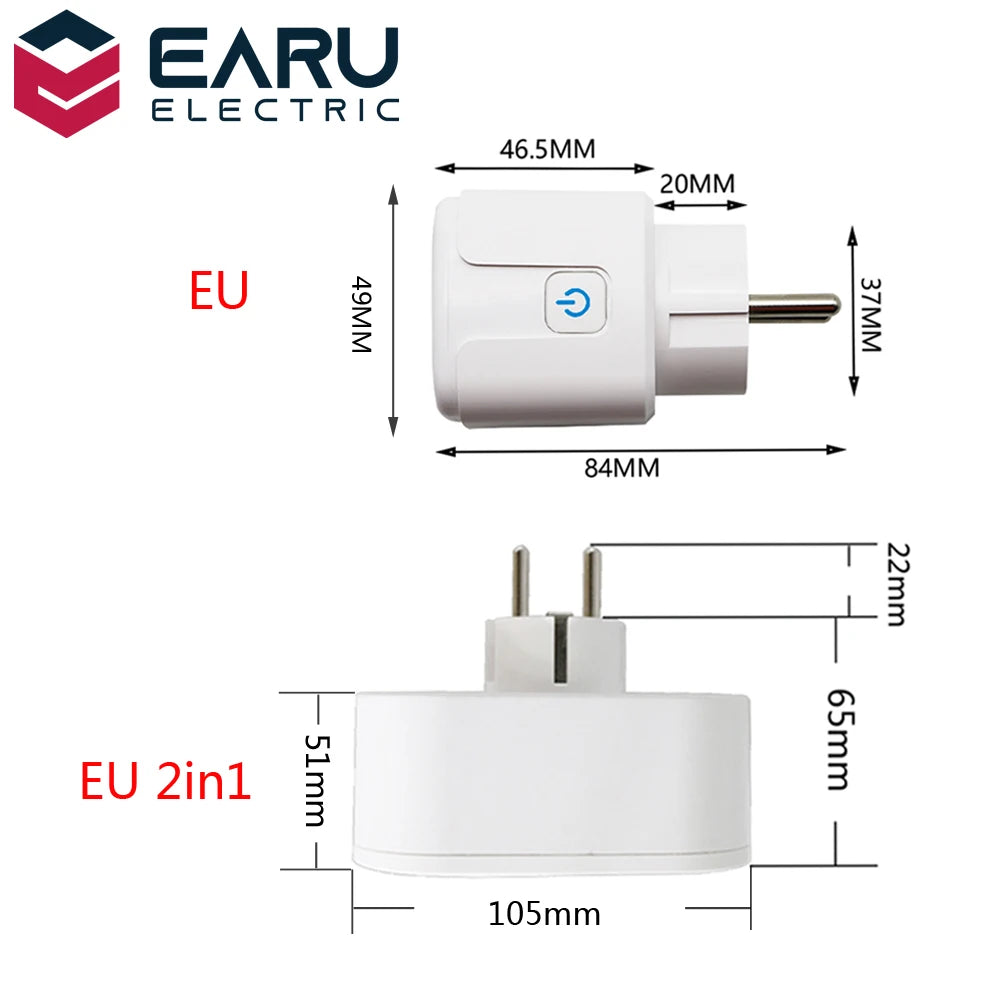 EU/US/UK 10A/16A   Smart Wifi Power Plug Energy Monitor Timer Smart Home Wifi Wireless Socket for Alexa Google Home by Tuya App