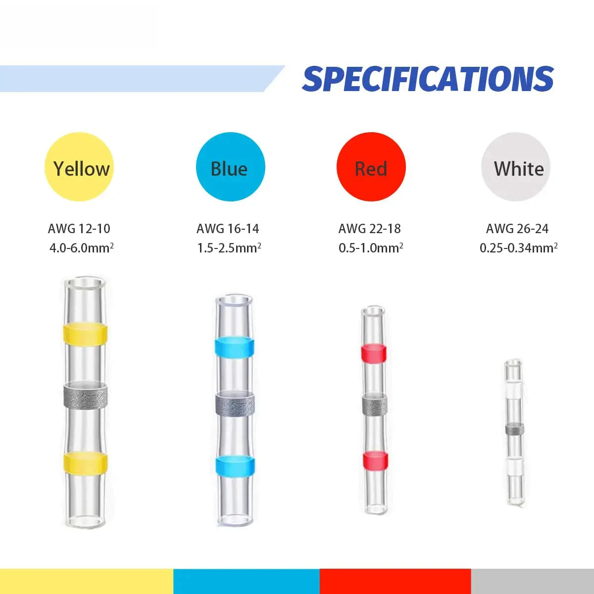 Heat Shrink Butt Crimp Terminals Waterproof Solder Seal Electrical Connectors Wire Cable Splice Kit Automotive Marine electrical center b2c