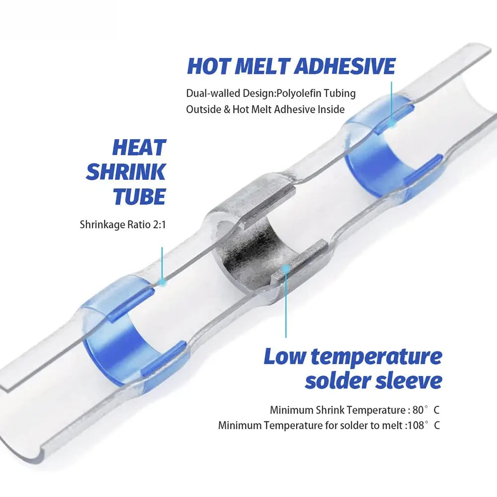 Heat Shrink Butt Crimp Terminals Waterproof Solder Seal Electrical Connectors Wire Cable Splice Kit Automotive Marine electrical center b2c