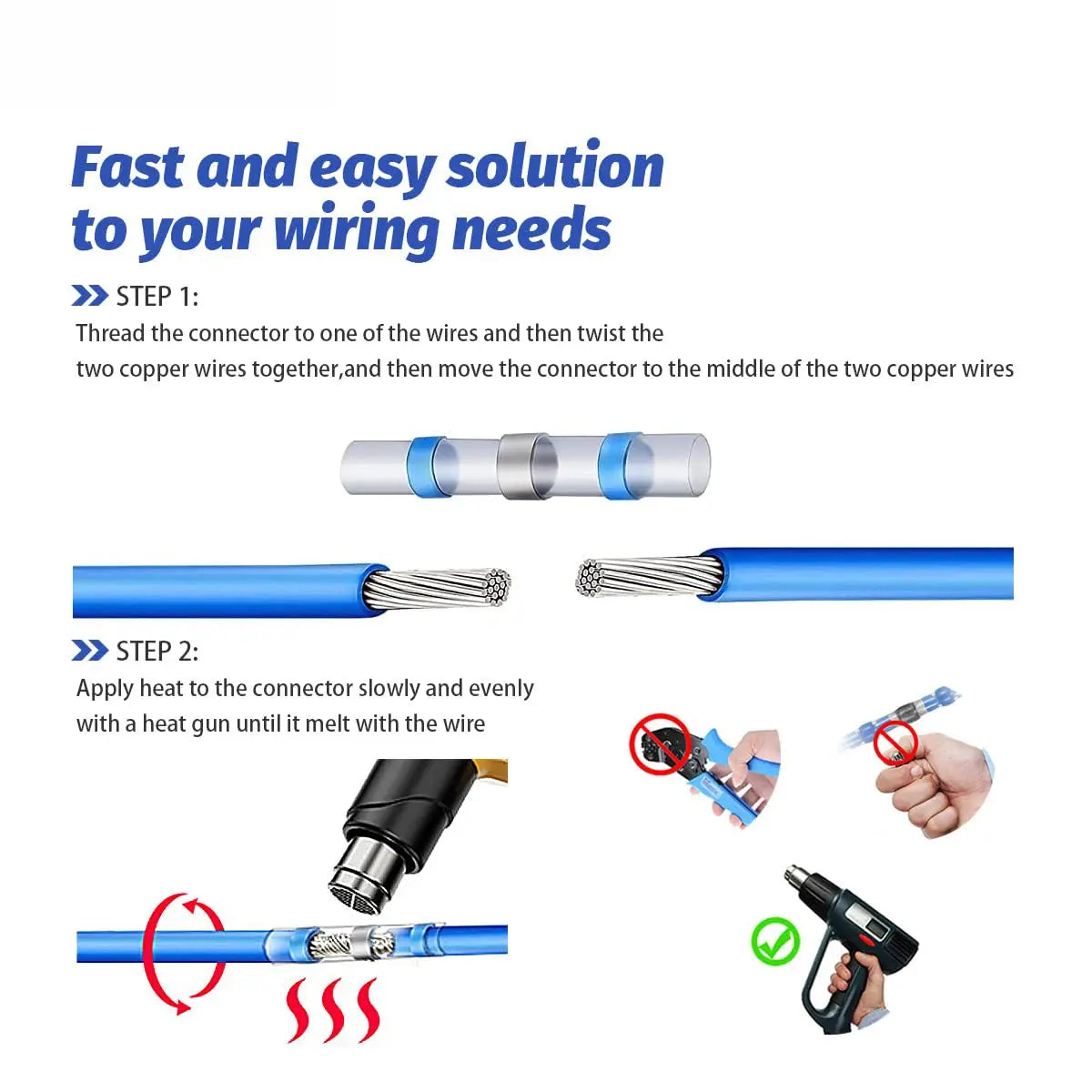 Heat Shrink Butt Crimp Terminals Waterproof Solder Seal Electrical Connectors Wire Cable Splice Kit Automotive Marine electrical center b2c