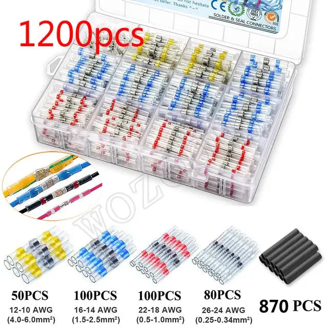 Heat Shrink Butt Crimp Terminals Waterproof Solder Seal Electrical Connectors Wire Cable Splice Kit Automotive Marine - electrical center b2c