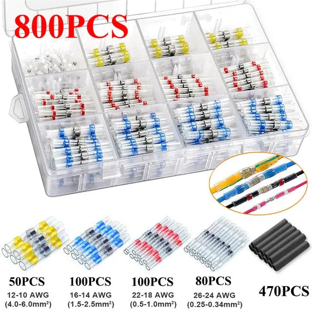 Heat Shrink Butt Crimp Terminals Waterproof Solder Seal Electrical Connectors Wire Cable Splice Kit Automotive Marine - electrical center b2c