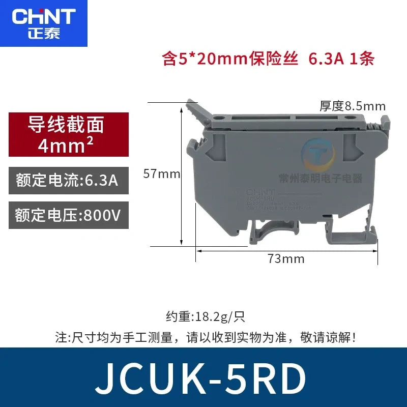CHNT JCUK-5RD Terminal Block,DIN Rail Terminal ,Wire Connector 4mm² 6.3a Terminal, Cabinet Wiring Accessory