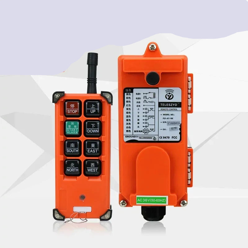 F21-E1B remote control, industrial wireless remote, Telecrane remote, crane remote control,380v Crystal Oscillator type remote control switch,1 Transmitter + 1 Receiver industrial lifting remote, gantry crane remote, truck tail lift remote, construction machinery remote
