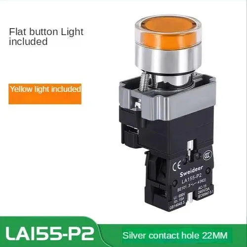 LED Light 220V Push Button Flat Self Locking Indicator Red Green Yellow Blue 12V 24V Illuminated Push Button with Lamp - electrical center b2c