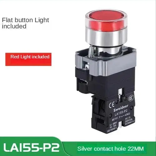 LED Light 220V Push Button Flat Self Locking Indicator Red Green Yellow Blue 12V 24V Illuminated Push Button with Lamp - electrical center b2c