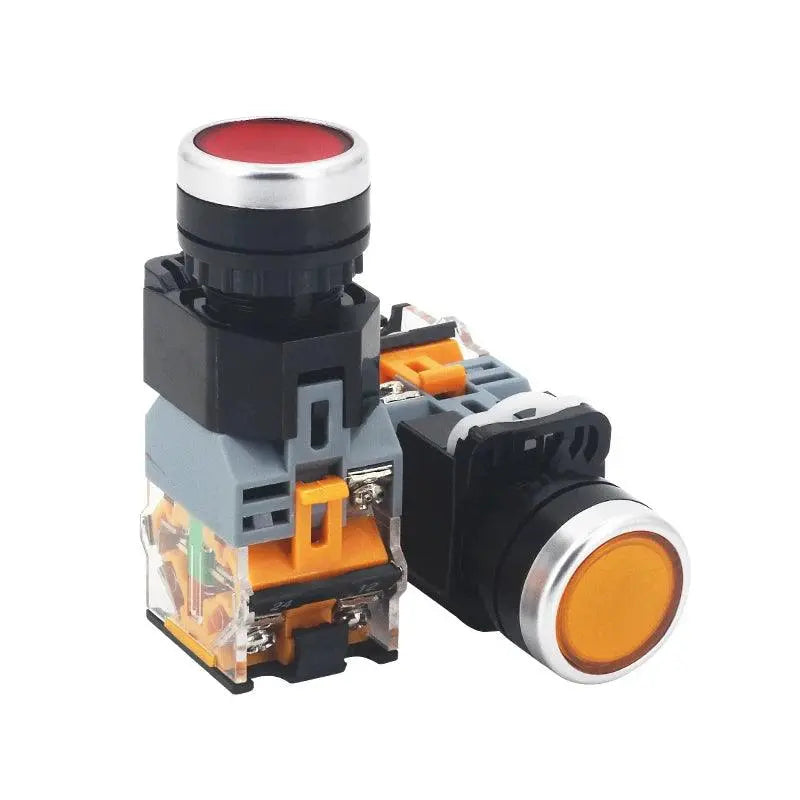 22mm LA38-11D/11DS Quality Sliver Contact Push Button Switch with Light on/Off Momentary/Latching220V LED Indicators - electrical center b2c