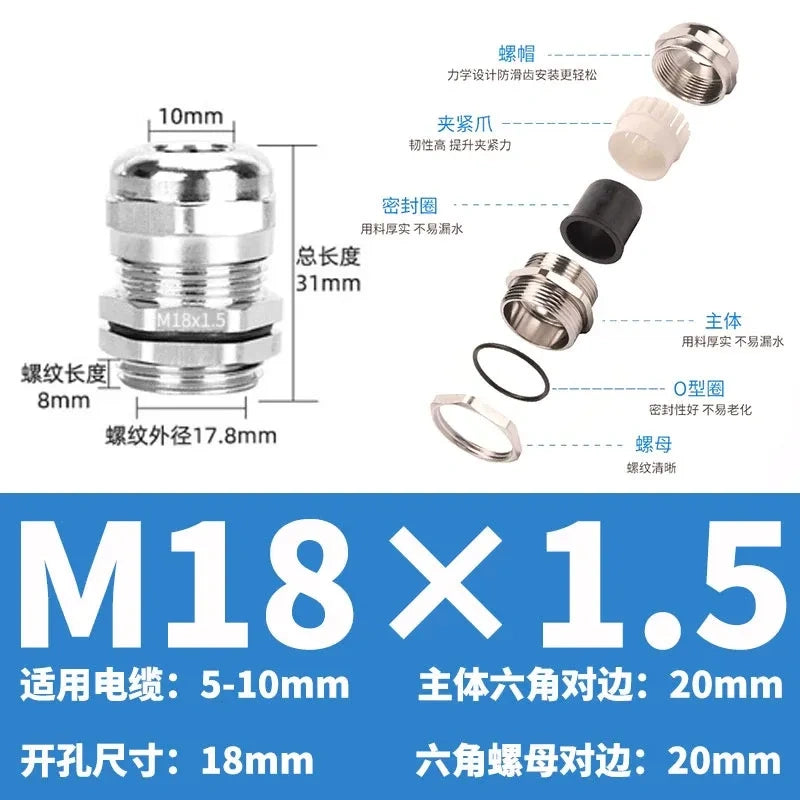 ip68 cable gland,brass cable gland,nickel plated cable gland,M18x1.5 m thread cable gland