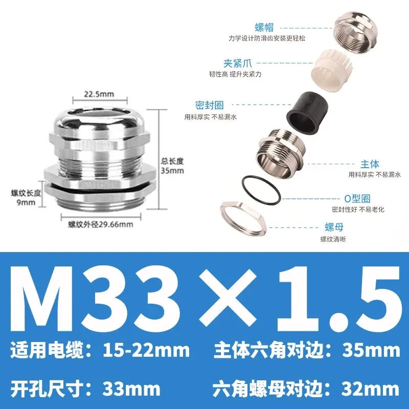 ip68 cable gland,brass cable gland,nickel plated cable gland,M33x1.5 m thread cable gland