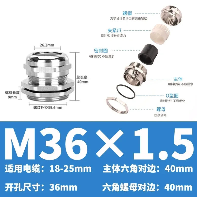 ip68 cable gland,brass cable gland,nickel plated cable gland,M36x1.5 m thread cable gland