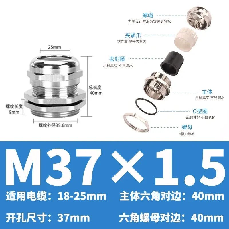 ip68 cable gland,brass cable gland,nickel plated cable gland,M37x1.5 m thread cable gland