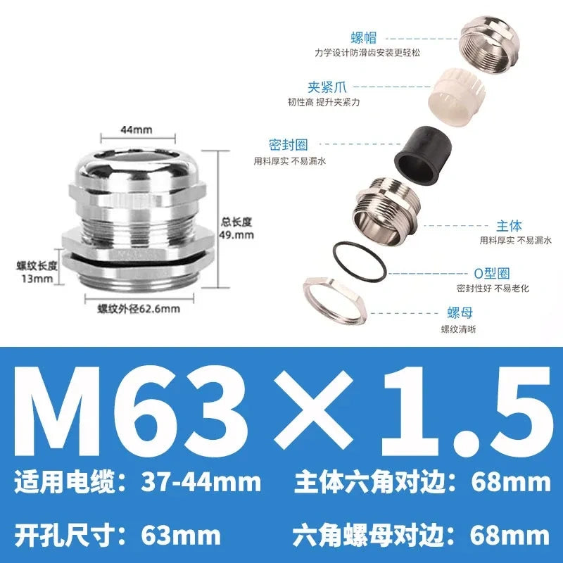 ip68 cable gland,brass cable gland,nickel plated cable gland,M63x1.5 m thread cable gland
