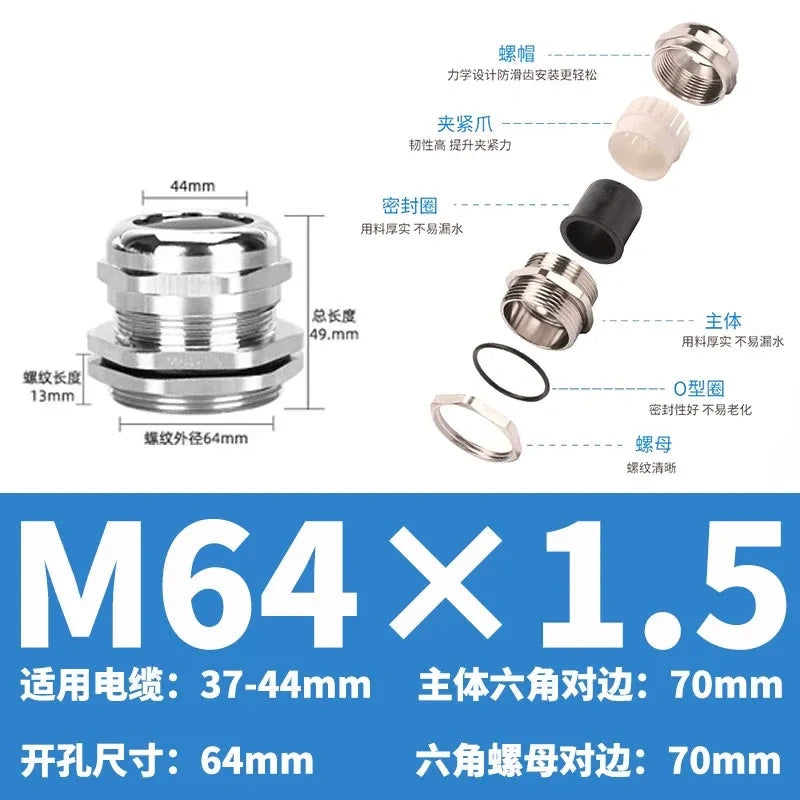 ip68 cable gland,brass cable gland,nickel plated cable gland,M64x1.5 m thread cable gland