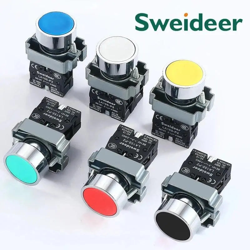 Button Switch Momentary Self Reset XB2 Small Flat Round Head 22mm Power Push Button Switch XB2-BA42 XB2-BA31 XB2-BA51 10A NC/NO - electrical center b2c