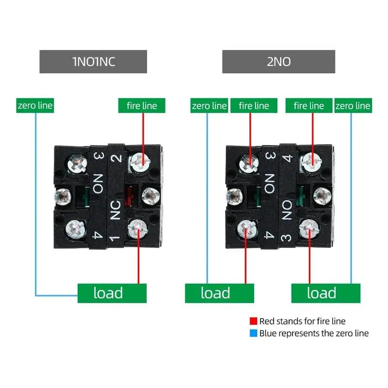 Button Switch Momentary Self Reset XB2 Small Flat Round Head 22mm Power Push Button Switch XB2-BA42 XB2-BA31 XB2-BA51 10A NC/NO - electrical center b2c
