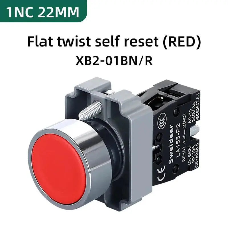 Button Switch Momentary Self Reset XB2 Small Flat Round Head 22mm Power Push Button Switch XB2-BA42 XB2-BA31 XB2-BA51 10A NC/NO - electrical center b2c