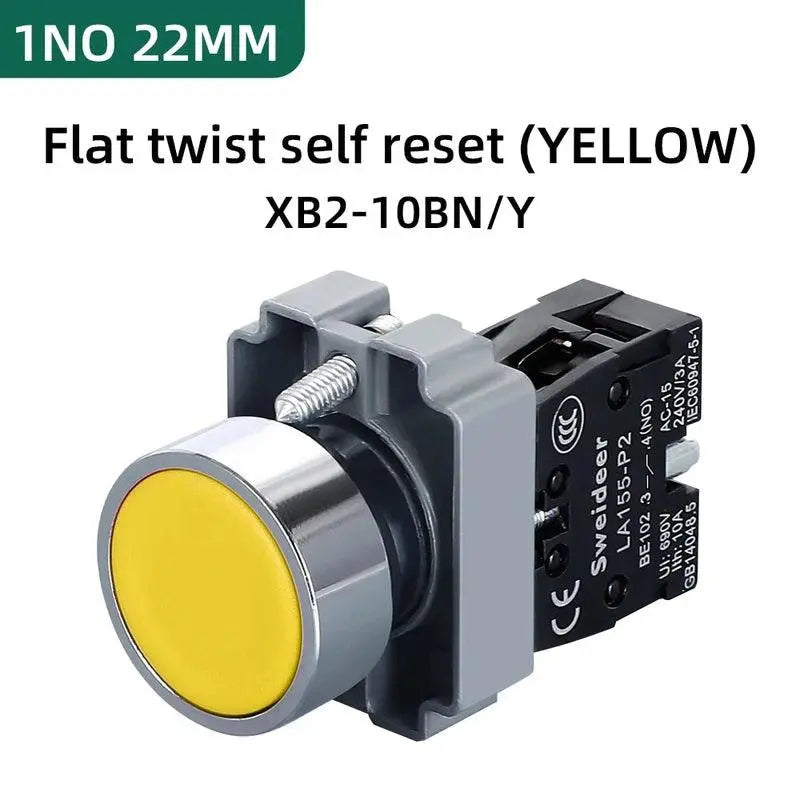Button Switch Momentary Self Reset XB2 Small Flat Round Head 22mm Power Push Button Switch XB2-BA42 XB2-BA31 XB2-BA51 10A NC/NO - electrical center b2c