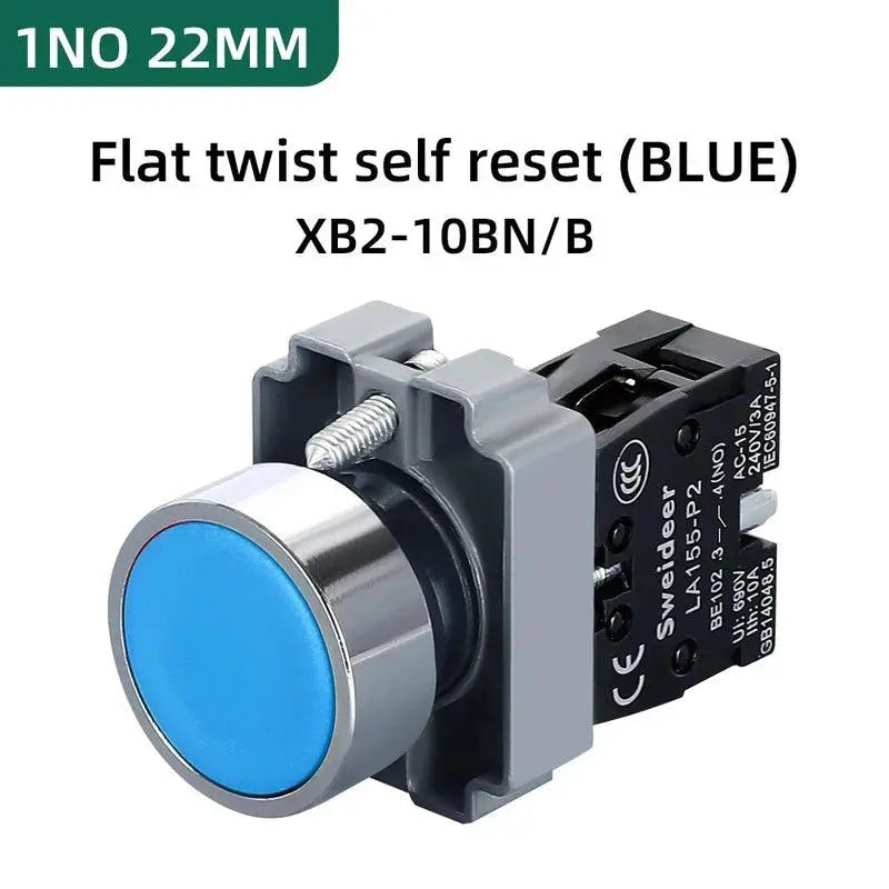 Button Switch Momentary Self Reset XB2 Small Flat Round Head 22mm Power Push Button Switch XB2-BA42 XB2-BA31 XB2-BA51 10A NC/NO - electrical center b2c
