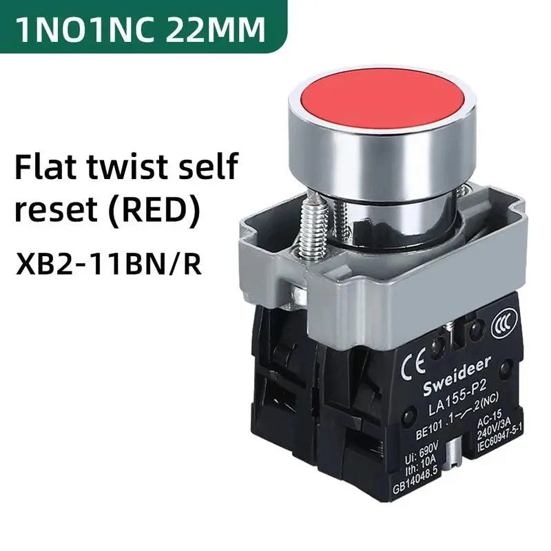 Button Switch Momentary Self Reset XB2 Small Flat Round Head 22mm Power Push Button Switch XB2-BA42 XB2-BA31 XB2-BA51 10A NC/NO - electrical center b2c