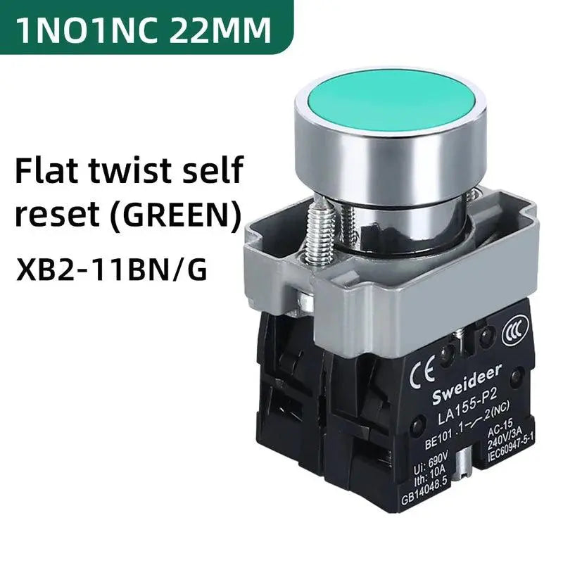 Button Switch Momentary Self Reset XB2 Small Flat Round Head 22mm Power Push Button Switch XB2-BA42 XB2-BA31 XB2-BA51 10A NC/NO - electrical center b2c
