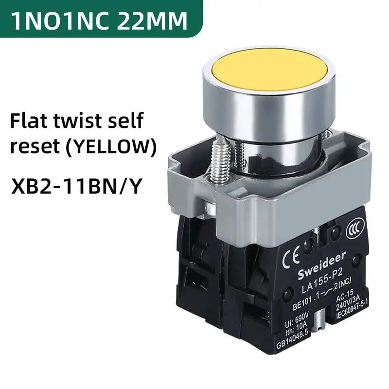 Button Switch Momentary Self Reset XB2 Small Flat Round Head 22mm Power Push Button Switch XB2-BA42 XB2-BA31 XB2-BA51 10A NC/NO - electrical center b2c