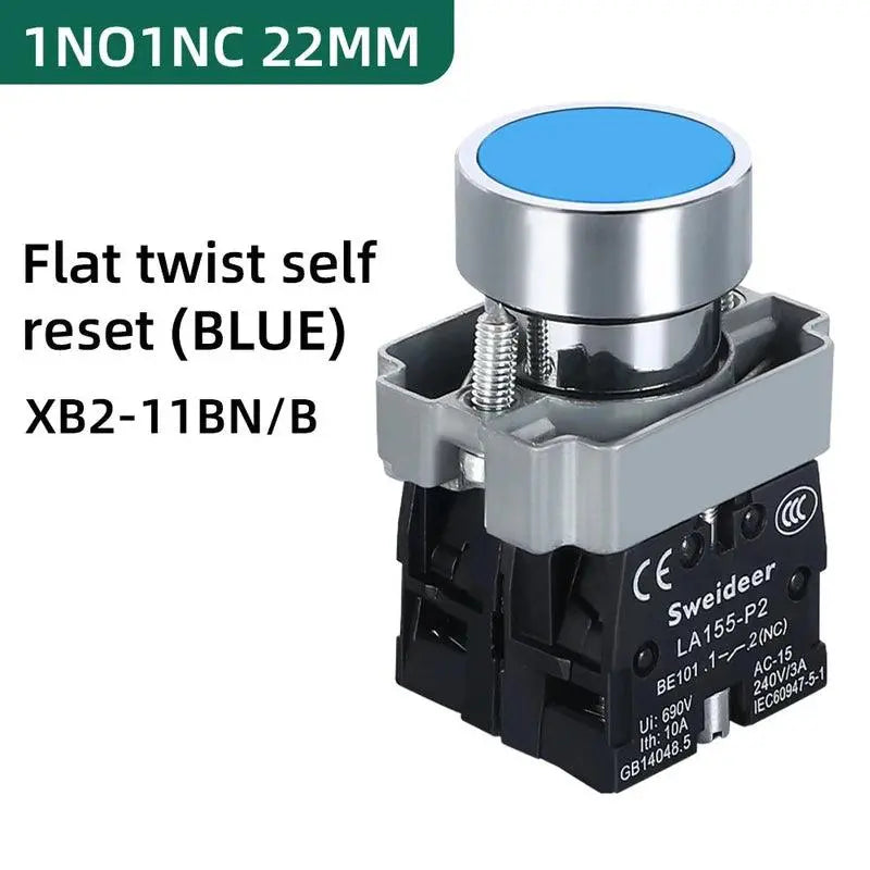 Button Switch Momentary Self Reset XB2 Small Flat Round Head 22mm Power Push Button Switch XB2-BA42 XB2-BA31 XB2-BA51 10A NC/NO - electrical center b2c