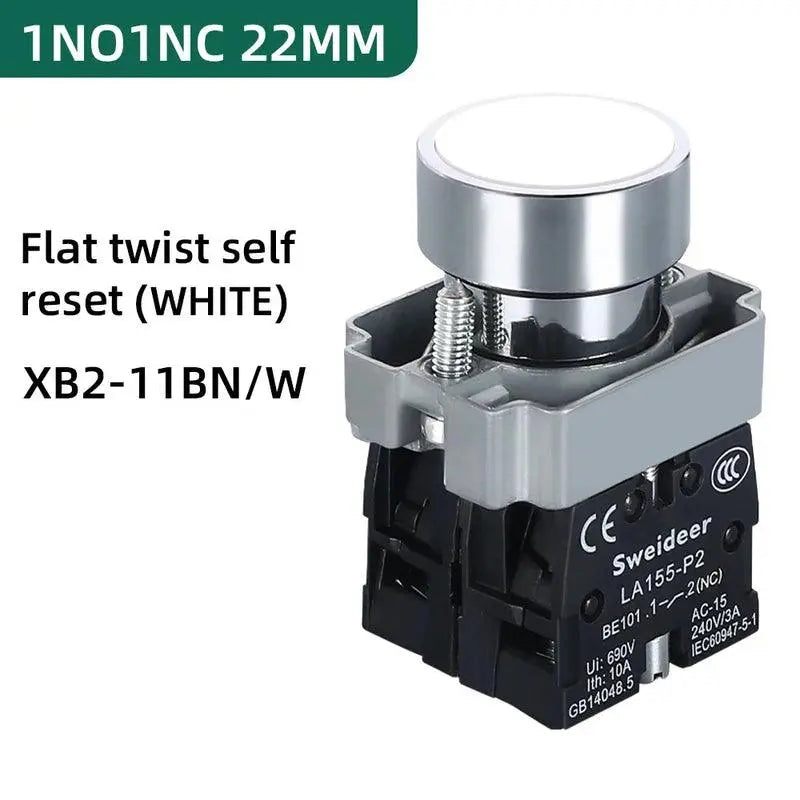 Button Switch Momentary Self Reset XB2 Small Flat Round Head 22mm Power Push Button Switch XB2-BA42 XB2-BA31 XB2-BA51 10A NC/NO - electrical center b2c