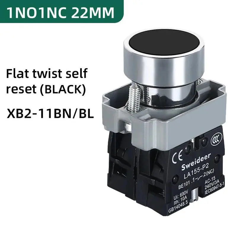 Button Switch Momentary Self Reset XB2 Small Flat Round Head 22mm Power Push Button Switch XB2-BA42 XB2-BA31 XB2-BA51 10A NC/NO - electrical center b2c