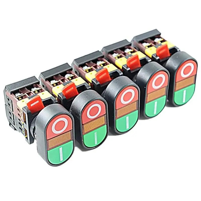 1Pcs APBB-22N APBB22-&25N 22mm 25mm ON/OFF 1NO 1NC Double Key Double Position With LED Yellow Lamp Control Button Switch Reset - electrical center b2c