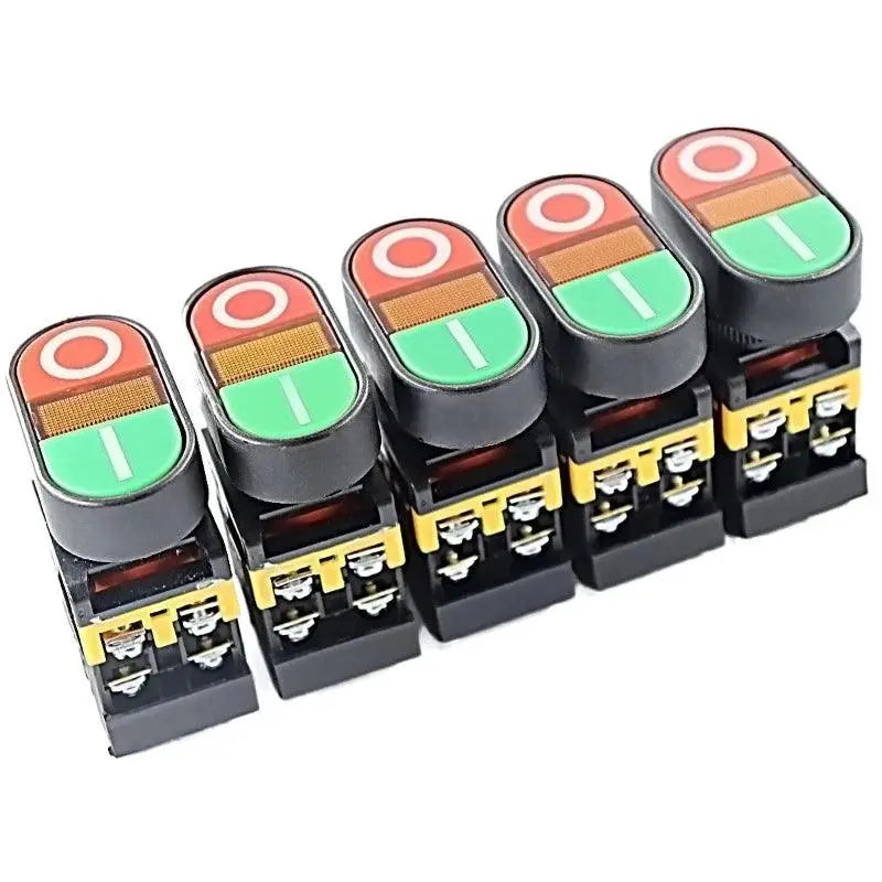 1Pcs APBB-22N APBB22-&25N 22mm 25mm ON/OFF 1NO 1NC Double Key Double Position With LED Yellow Lamp Control Button Switch Reset - electrical center b2c