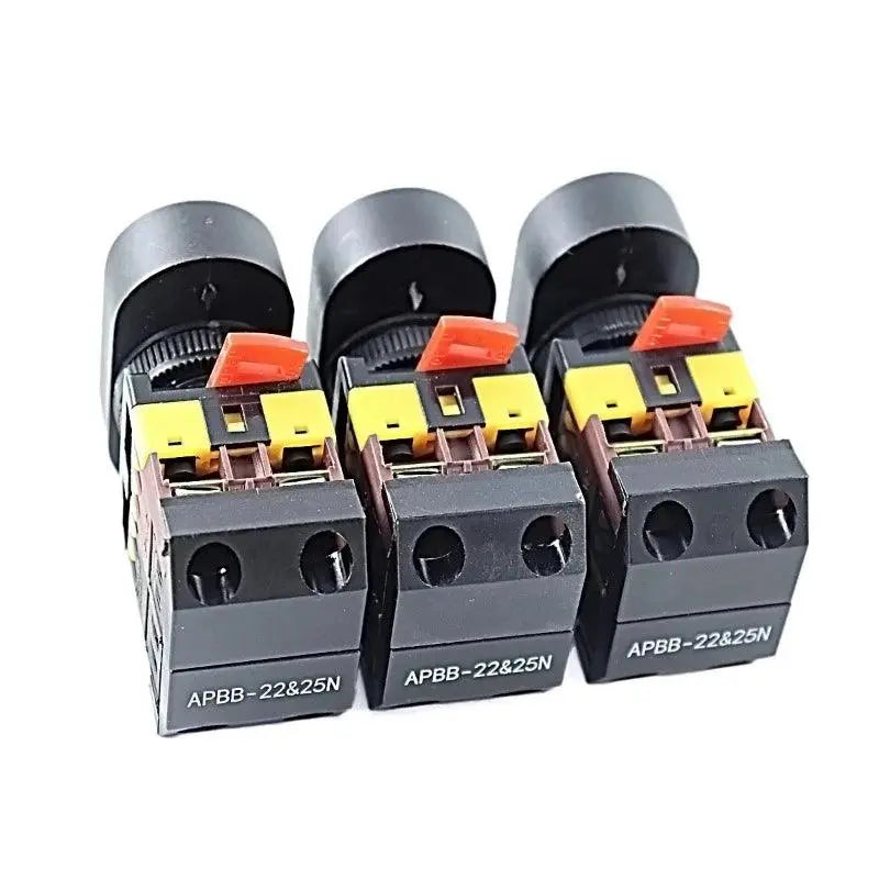 1Pcs APBB-22N APBB22-&25N 22mm 25mm ON/OFF 1NO 1NC Double Key Double Position With LED Yellow Lamp Control Button Switch Reset - electrical center b2c