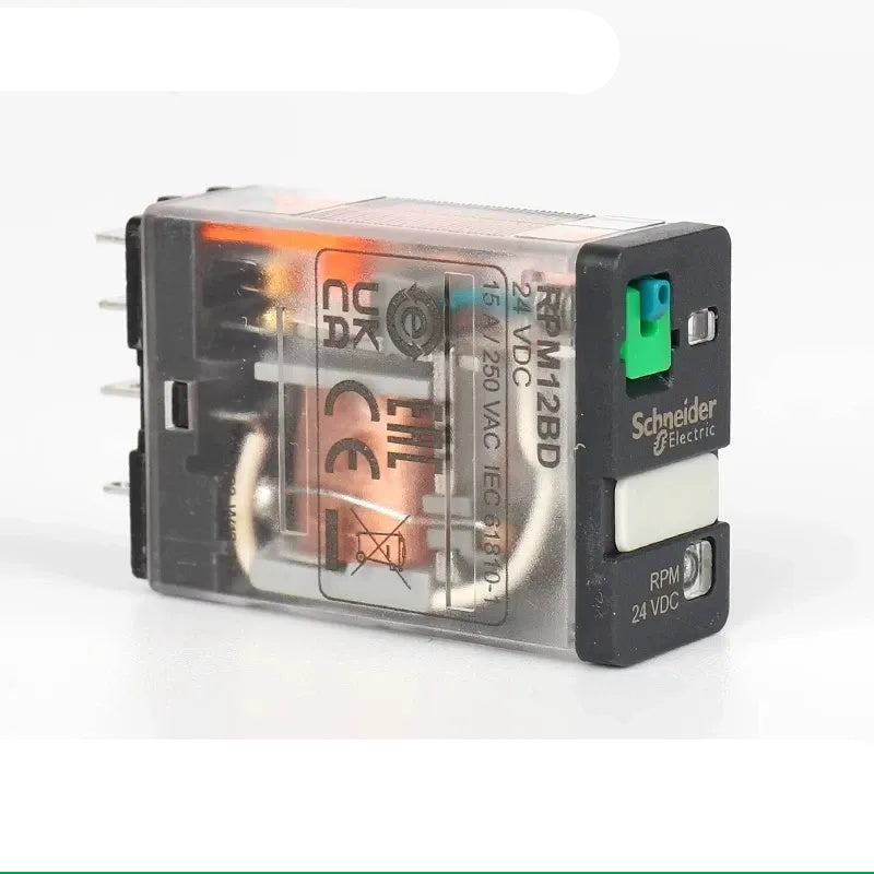 Schneider RPM Relay, RPM12BD, RPM22P7, RPM32BD, RPM42P7, RPZF1 Socket, RPZF2 Socket, RPZF3 Socket, RPZF4 Socket, 15A Power Relay, 1NO1NC Relay, 2NO2NC Relay, 3NO3NC Relay, 4NO4NC Relay, DC24V Relay, AC230V Relay, Industrial Control Relay, Plug-in Relay, Schneider Power Relay, Relay with Test Button