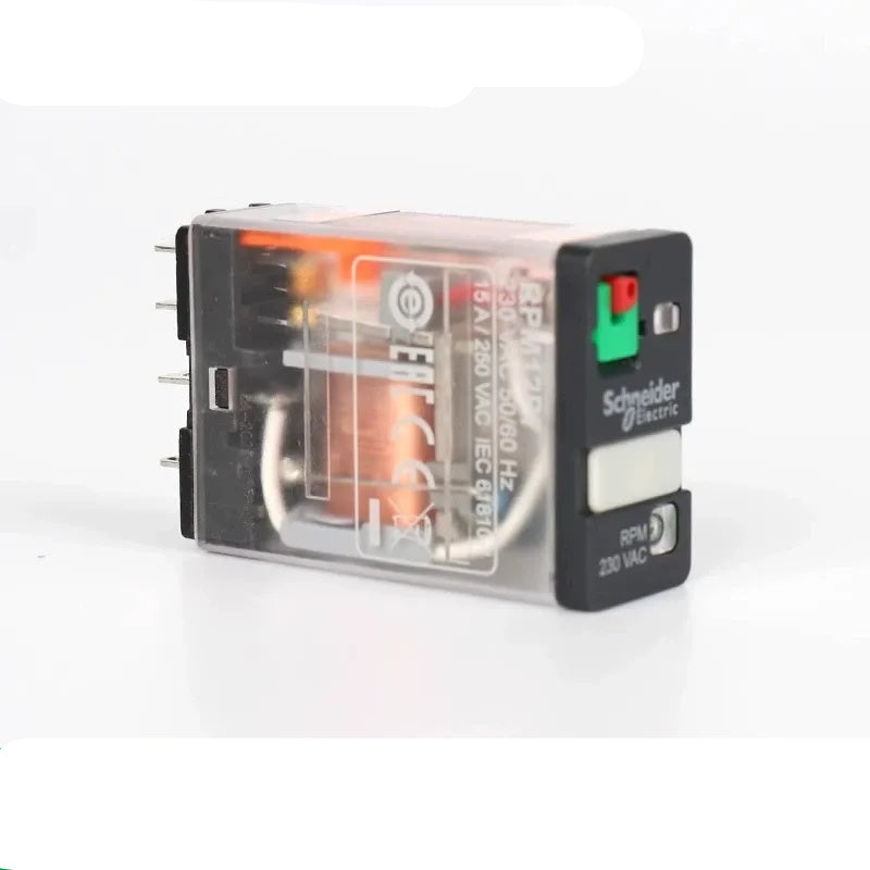 Schneider RPM Relay, RPM12BD, RPM22P7, RPM32BD, RPM42P7, RPZF1 Socket, RPZF2 Socket, RPZF3 Socket, RPZF4 Socket, 15A Power Relay, 1NO1NC Relay, 2NO2NC Relay, 3NO3NC Relay, 4NO4NC Relay, DC24V Relay, AC230V Relay, Industrial Control Relay, Plug-in Relay, Schneider Power Relay, Relay with Test Button
