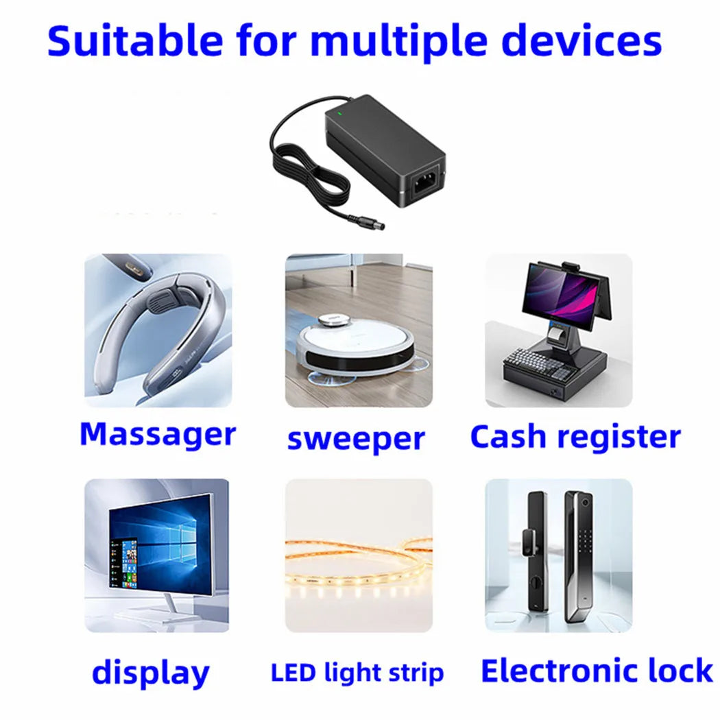 US Plug Power Supply 5V 6V 7.5v 9V 12V 13.5V 15v 16V 18v 19V 20V 24V 25V 28V 29V 30V 31V 32V 36V 42V 48V 1A 2A 3A 4A 5A 6A Power Adapter