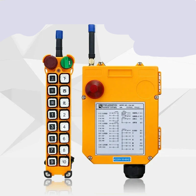 16 keys remote control, crane remote, industrial remote, 220v 1 Transmitter+1 Receiver wireless hoist remote, F24-16S remote,
F24-16S industrial wireless remote control, 16 button crane radio remote, hydraulic cylinder remote controller, 