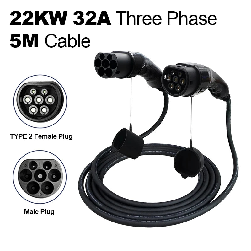 48558040809665,Electric Vehicle Charging Cable 32A 22KW EV Charger 3 Phase EV Charging Cable Type 2 To Type 2 Connector for Car Charger Station