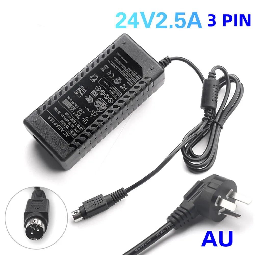 Universal 24v 3A 3 Pin Power Supply 24V 2.5A 60W 72W AC DC 3-pin Power Adapter For Thermal Printer Cash Register POS Machine