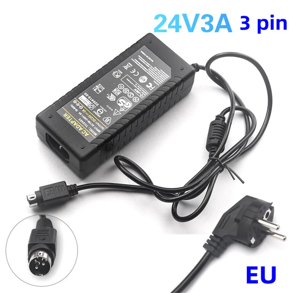 Universal 24v 3A 3 Pin Power Supply 24V 2.5A 60W 72W AC DC 3-pin Power Adapter For Thermal Printer Cash Register POS Machine