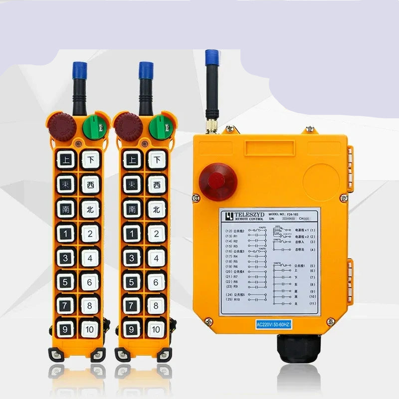 16 keys remote control, crane remote, industrial remote, 380v 2 Transmitter+1 Receiver wireless hoist remote, F24-16S remote,
F24-16S industrial wireless remote control, 16 button crane radio remote, hydraulic cylinder remote controller, 