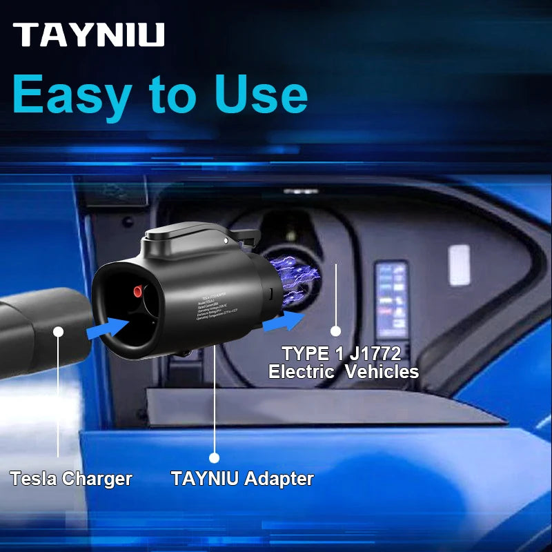 TAYNIU Tesla to J1772 Charging Adapter Max 80 Amp 250V J1772 EV Adapter Tesla Charger Adapter for Tesla High Powered Connectors