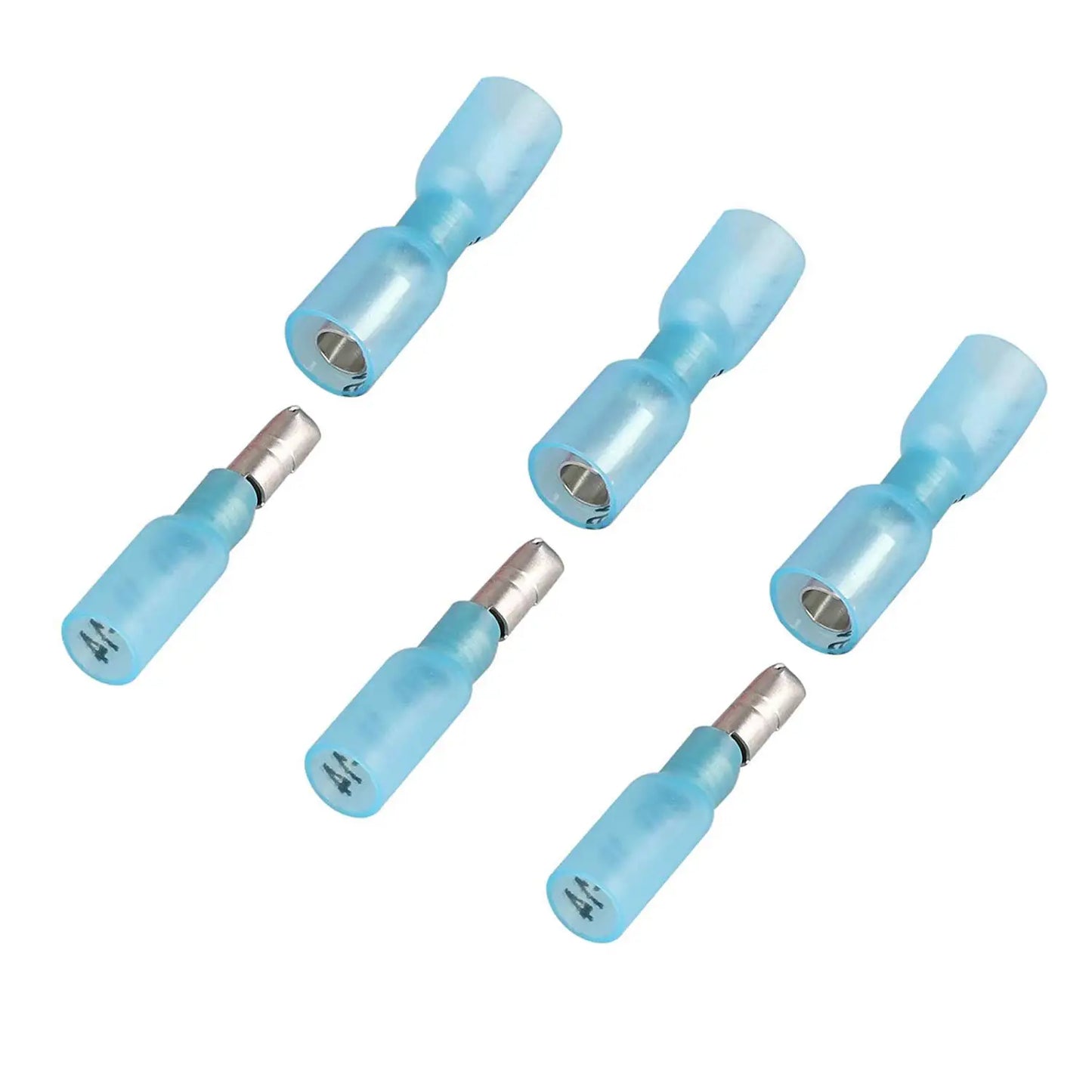 20/50PCS Bullet Waterproof Insulated Connectors Female Male Solder Wire Insulated Splice Butt Terminals Blue 1.5-2.5mm²/14-16AWG