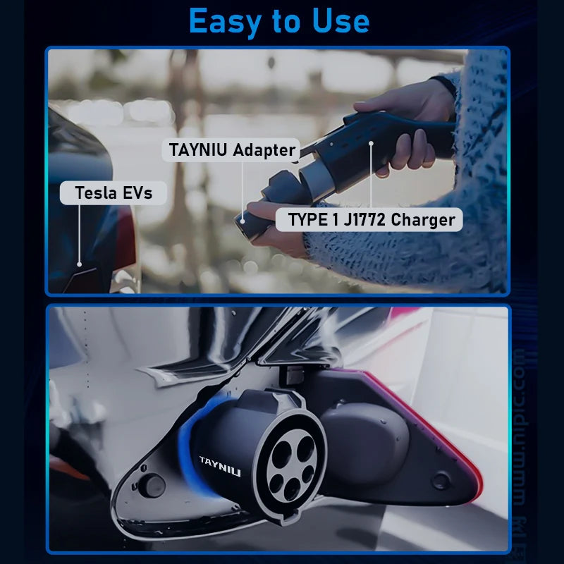 TAYNIU Tesla Charging Adapter J1772 to Tesla Adapter Type 1 to TESLA Connector for Tesla Model Y S 3 X and TYPE 1 EV Charger