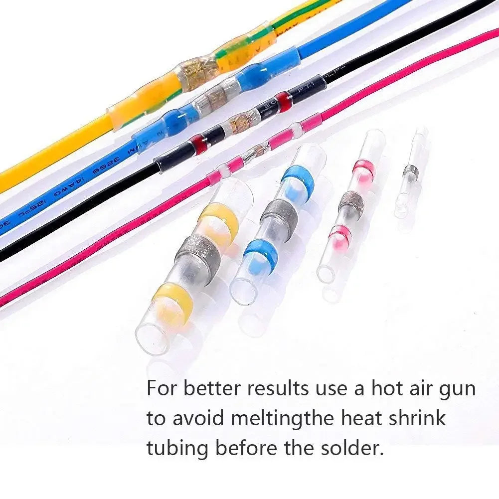 50pcs Heat Shrink Solder Sleeves Wire Crimp Butt Terminals Connectors 0.25-6.0mm2 AWG26-10