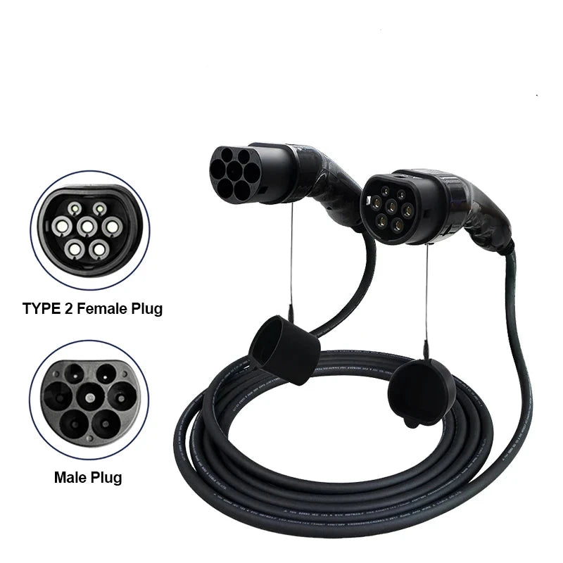 Electric Vehicle Charging Cable 32A 22KW EV Charger 3 Phase EV Charging Cable Type 2 To Type 2 Connector for Car Charger Station