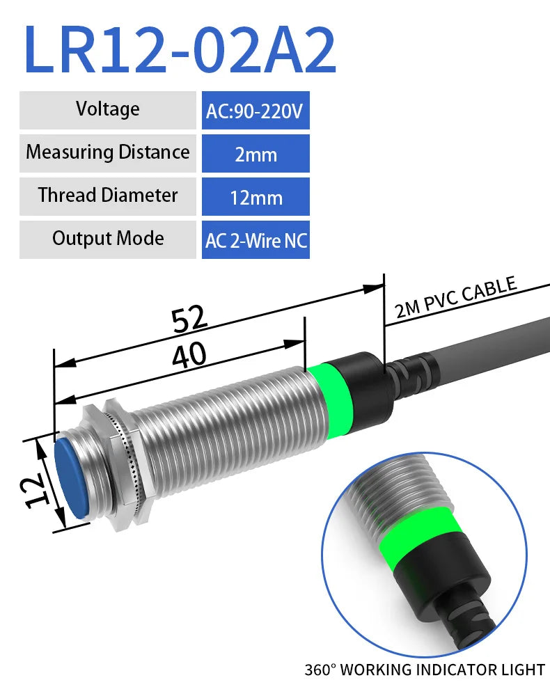 GTRIC M12 Series Metal Inductive Proximity Switch Sensor Factory Direct Industrial High Quality Flush Type  DC10-30V NPN PNP