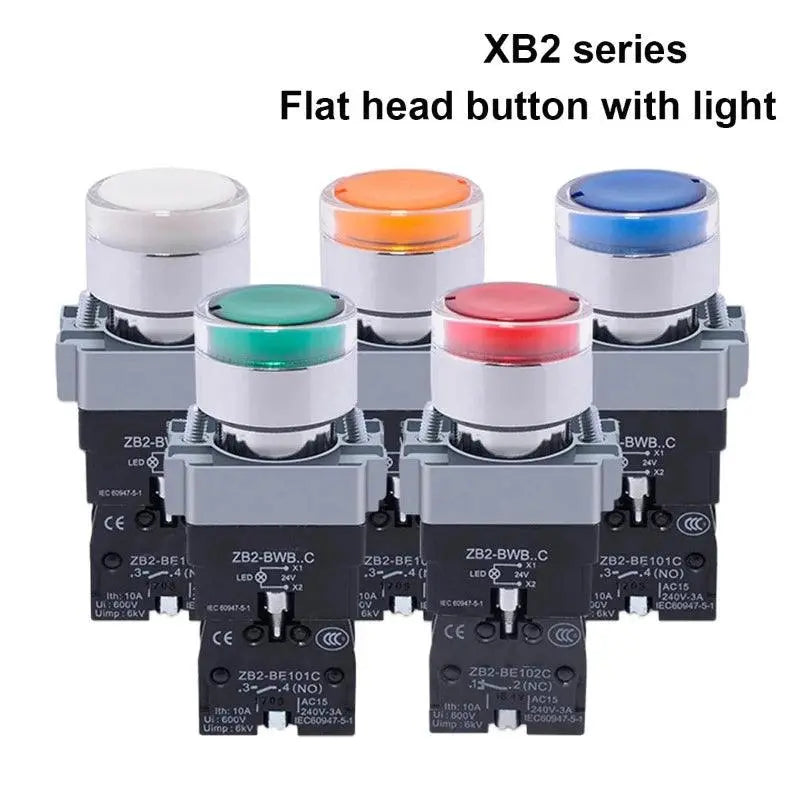 1Pcs XB2-BW3161 XB2-BW3361 XB2-BW3462 XB2-BW3561 XB2-BW3661 Metal Button With Light Self Reset/Self Lock Aperture 22mm 24V 380V - electrical center b2c
