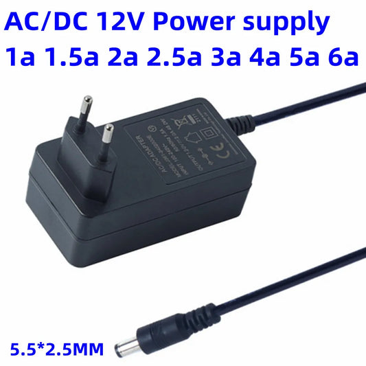 12V 1A 1.5a 2A 2.5a 3A 4A 5A 6A Volt ACDC Adapter Common Adaptor Switch Mode Power Supply Adapter Electric Current Source Mains